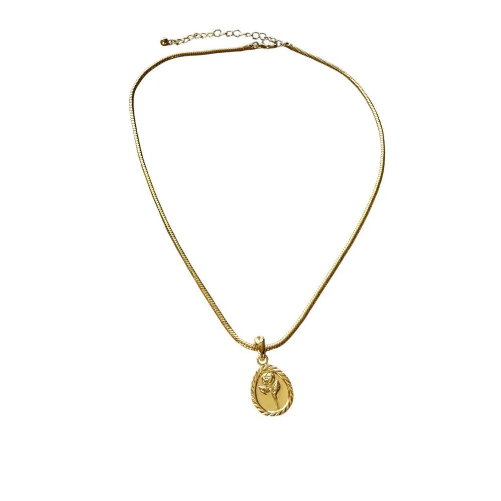 UJ Uncommon James Necklace Rosy Pendant Minimalist Gold Tone 14+2 inches